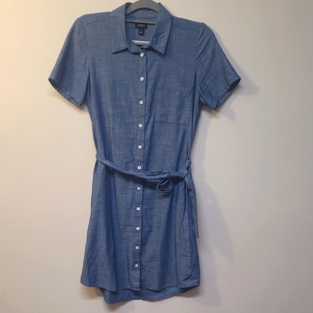 J. Crew Light Blue Mini Shirt Dress for women zise2 used good condition.